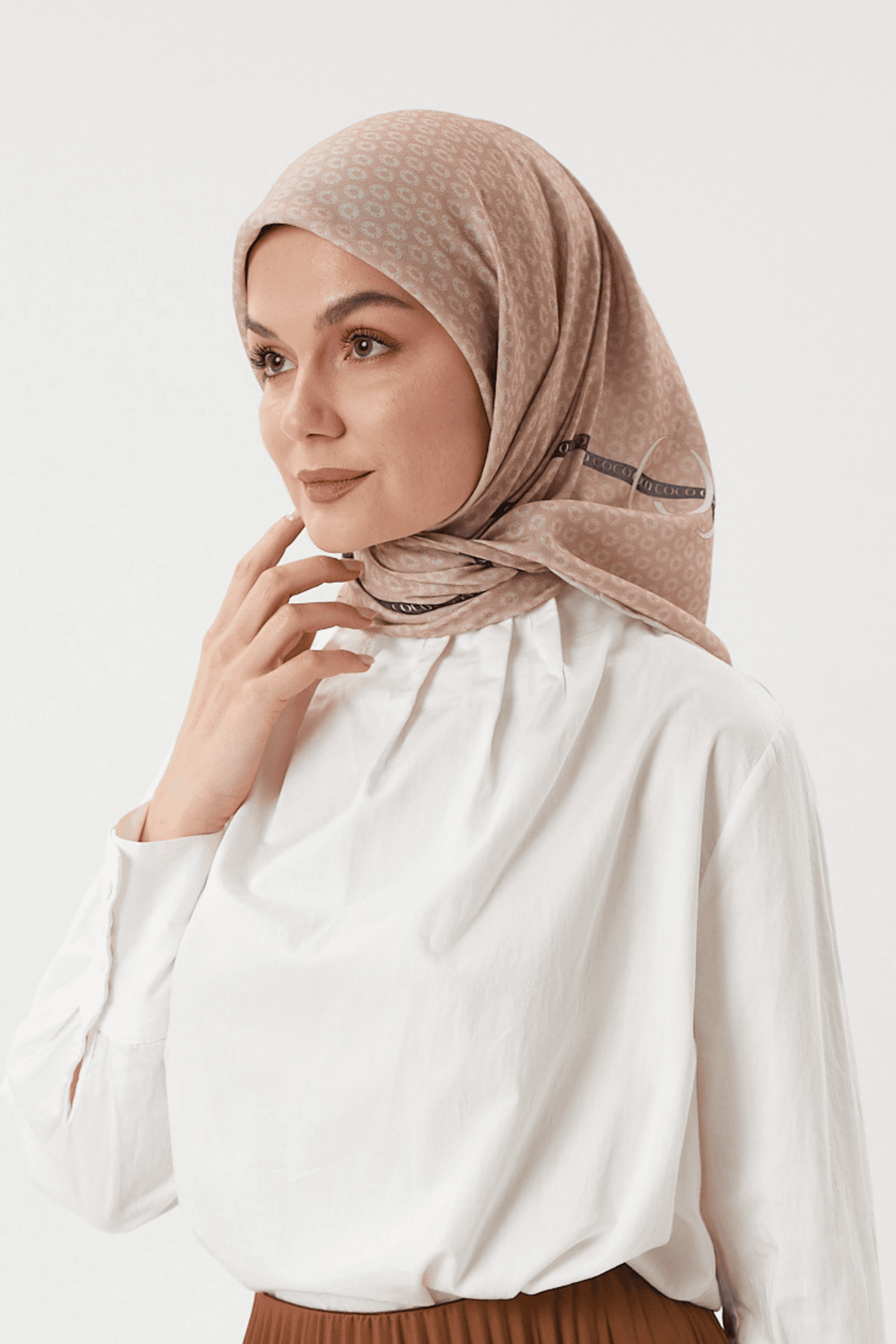 Bej Morocco Pamuk Eşarp	