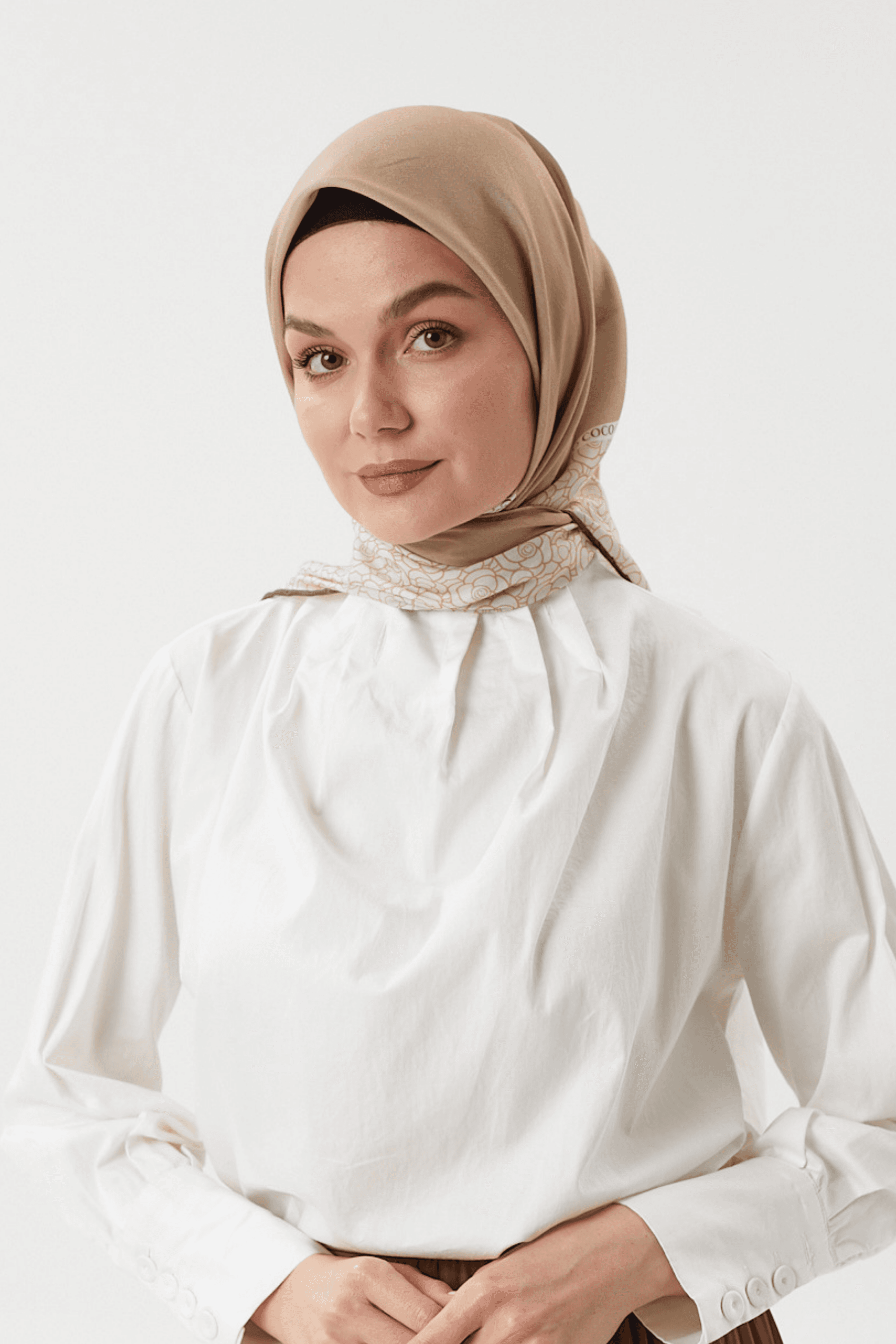 Bej Paris Pamuk Eşarp	
