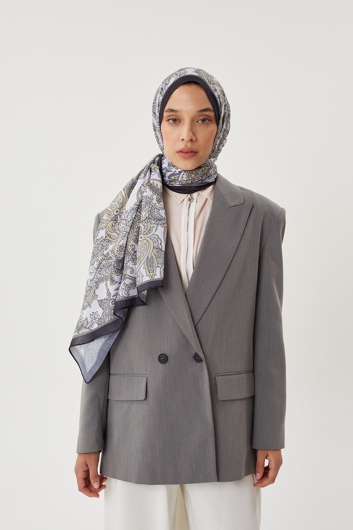 Füme & Taş Retro Desen Şal	