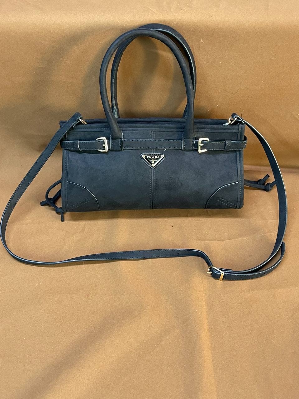Prada Medium Handbag Suet Black 31x19cm