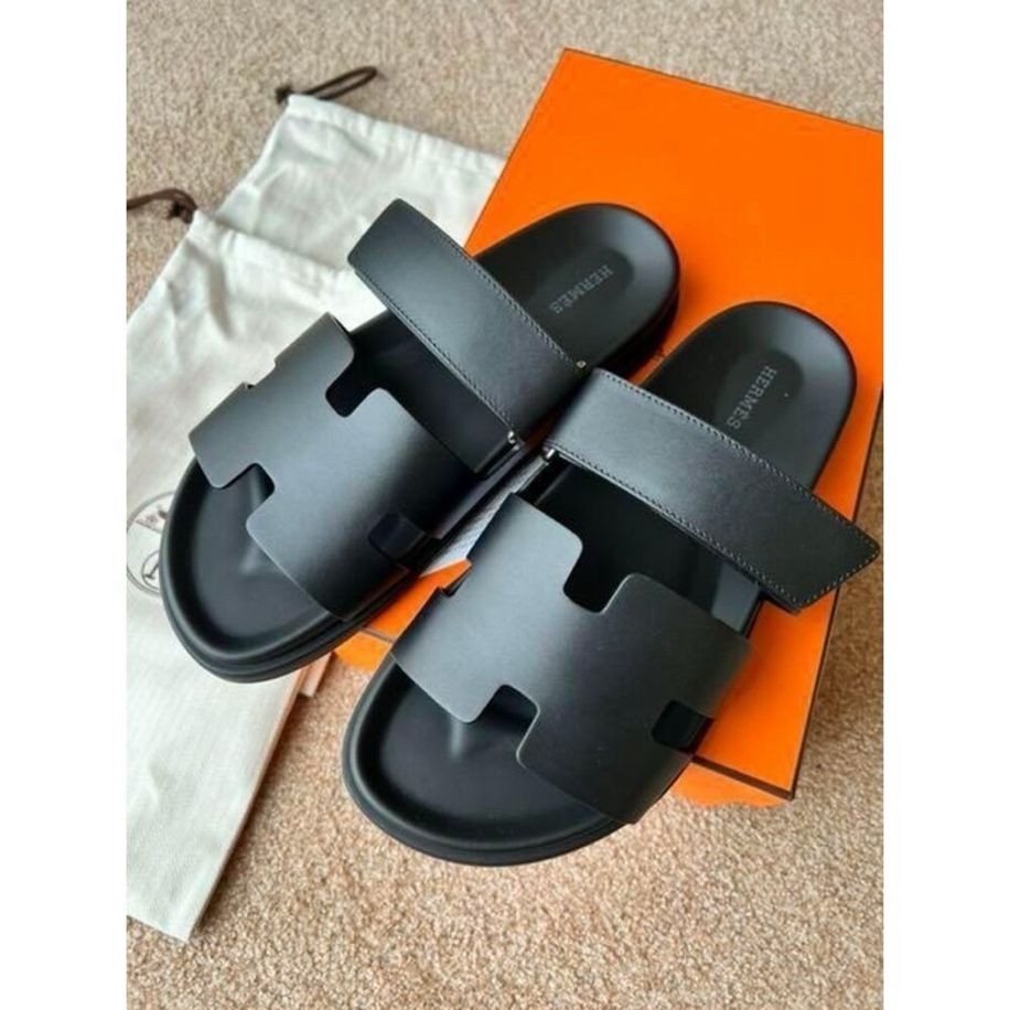 Hermes Slippers Chypre Sandals - Siyah