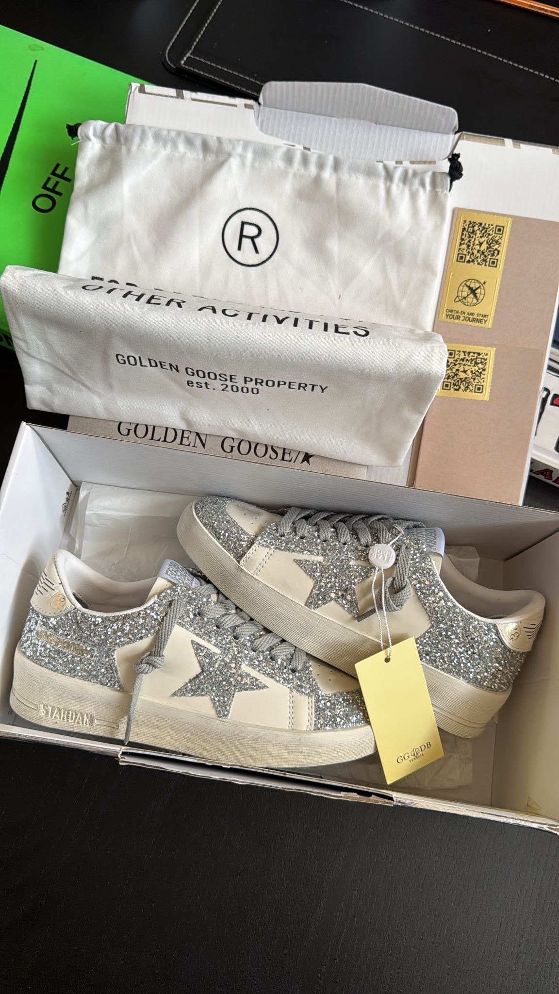 Golden Goose Stardan ‘White Silver Glitter’ 