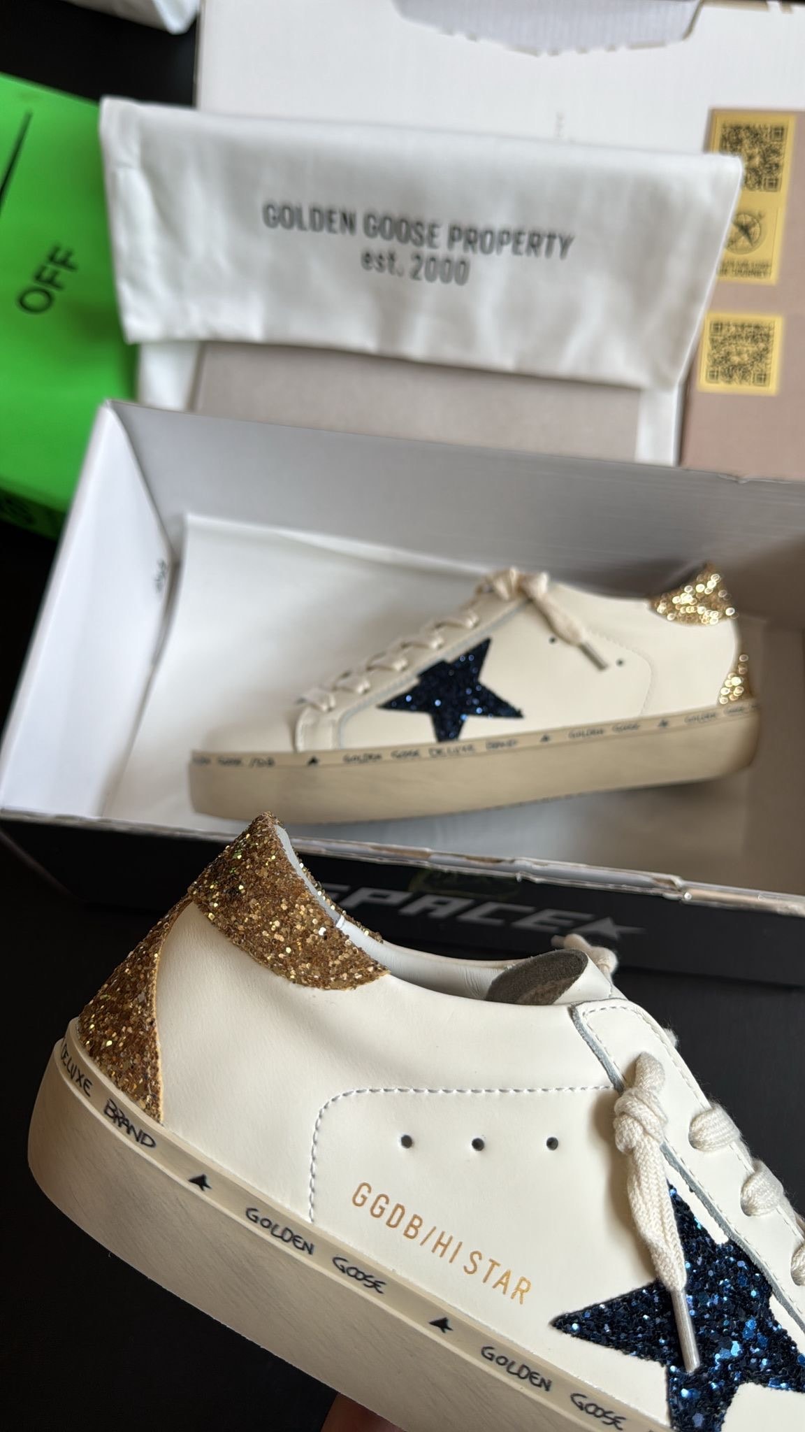 Golden Goose Hi Star ‘White Blue Platinum Glitter’  
