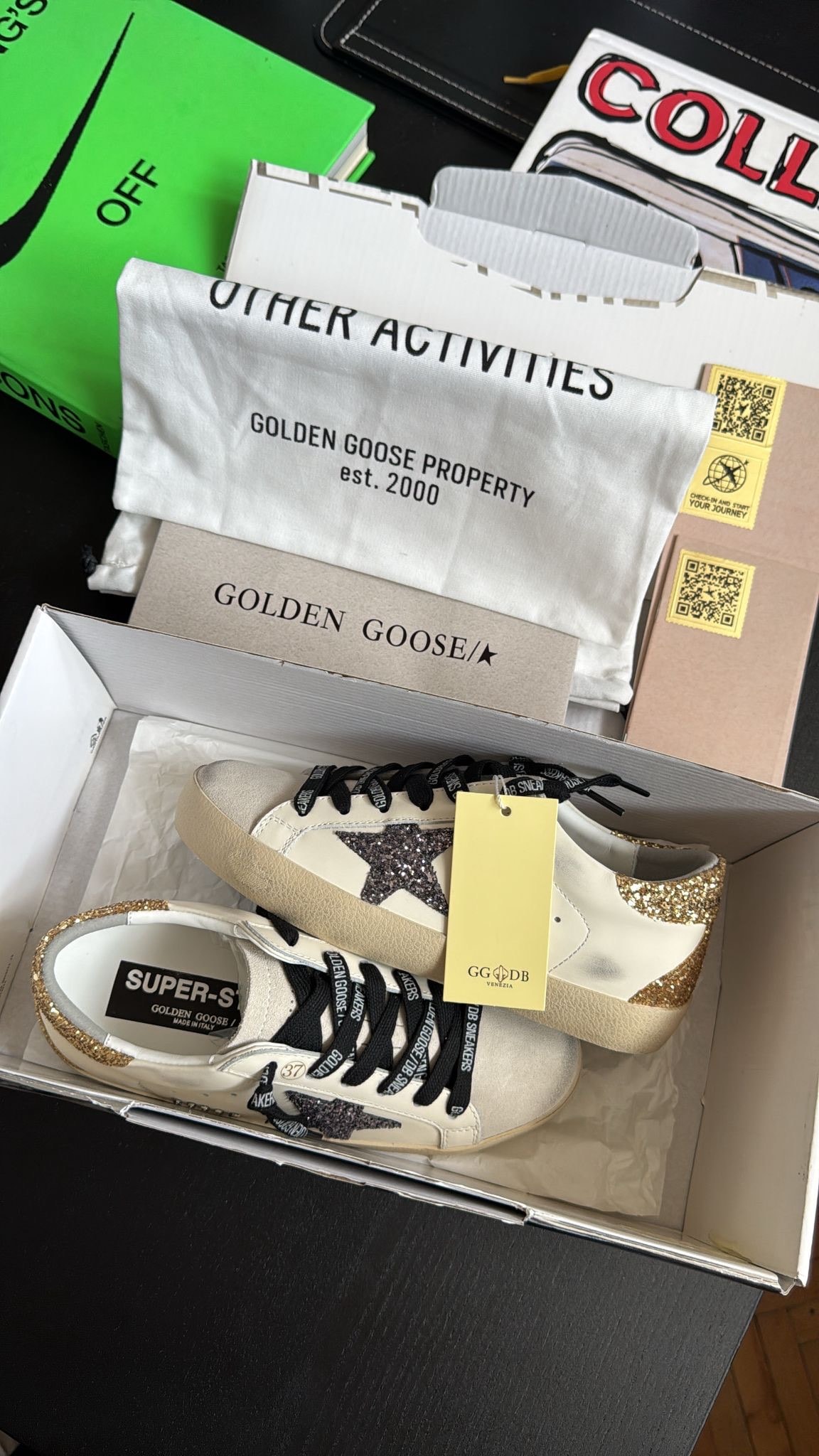 Golden Goose ‘Optic White Seedpearl Glitter’  
