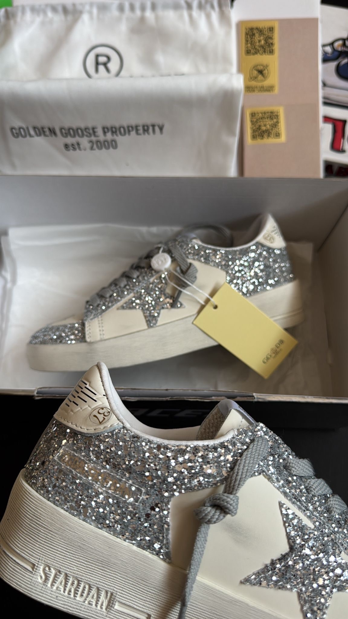 Golden Goose Stardan ‘White Silver Glitter’ 