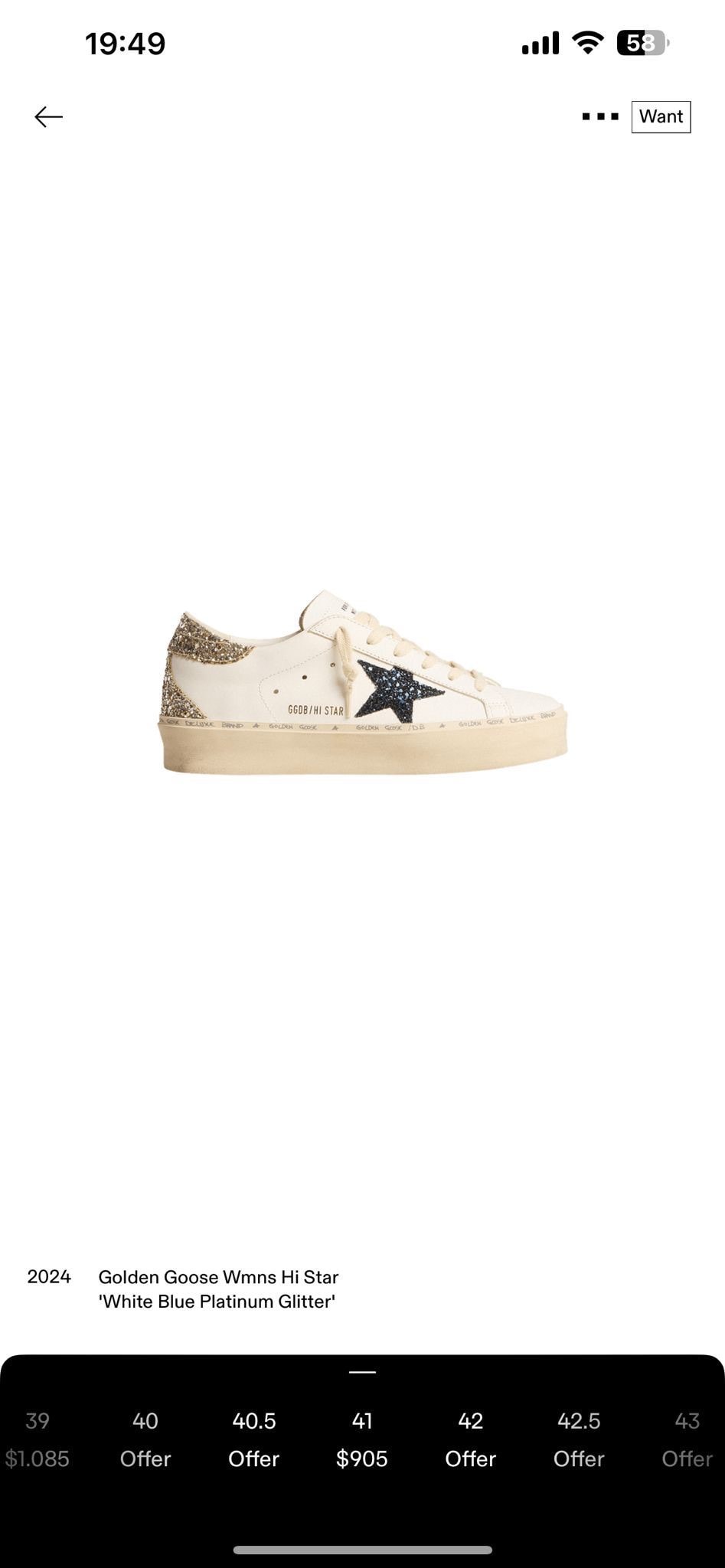 Golden Goose Hi Star ‘White Blue Platinum Glitter’  