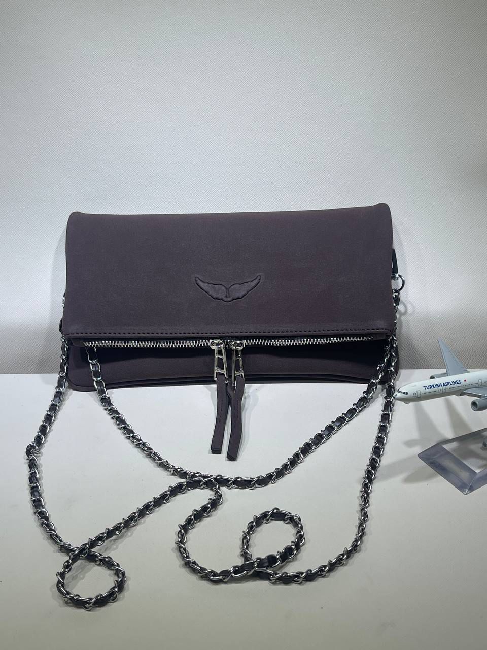 Zadig Voltaire Rock Clutch Large Süet - Kahverengi
