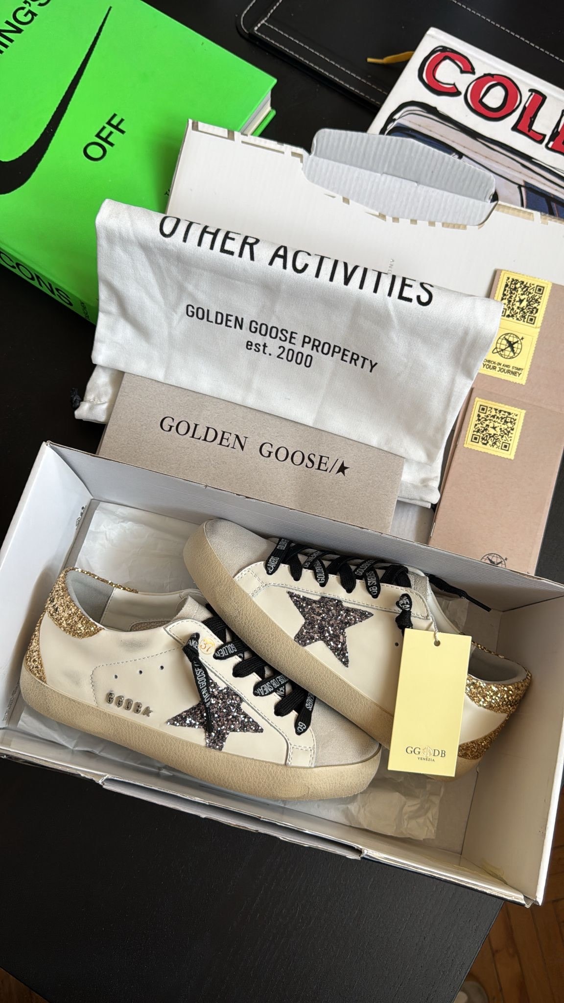Golden Goose ‘Optic White Seedpearl Glitter’  