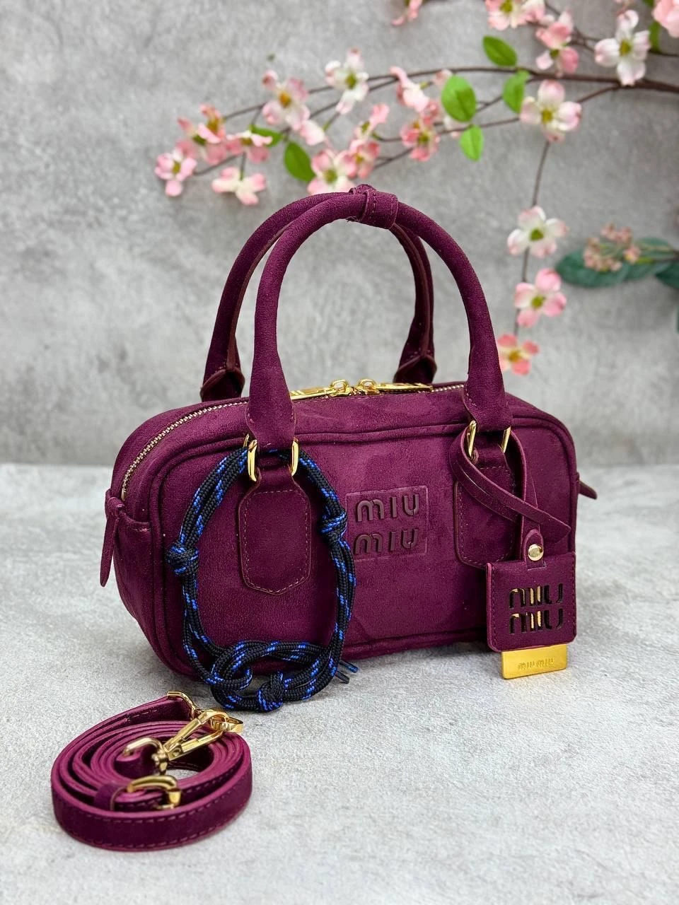 Miu Miu Arcadie Regular-Bag Suet Bordo 22 x 11 cm