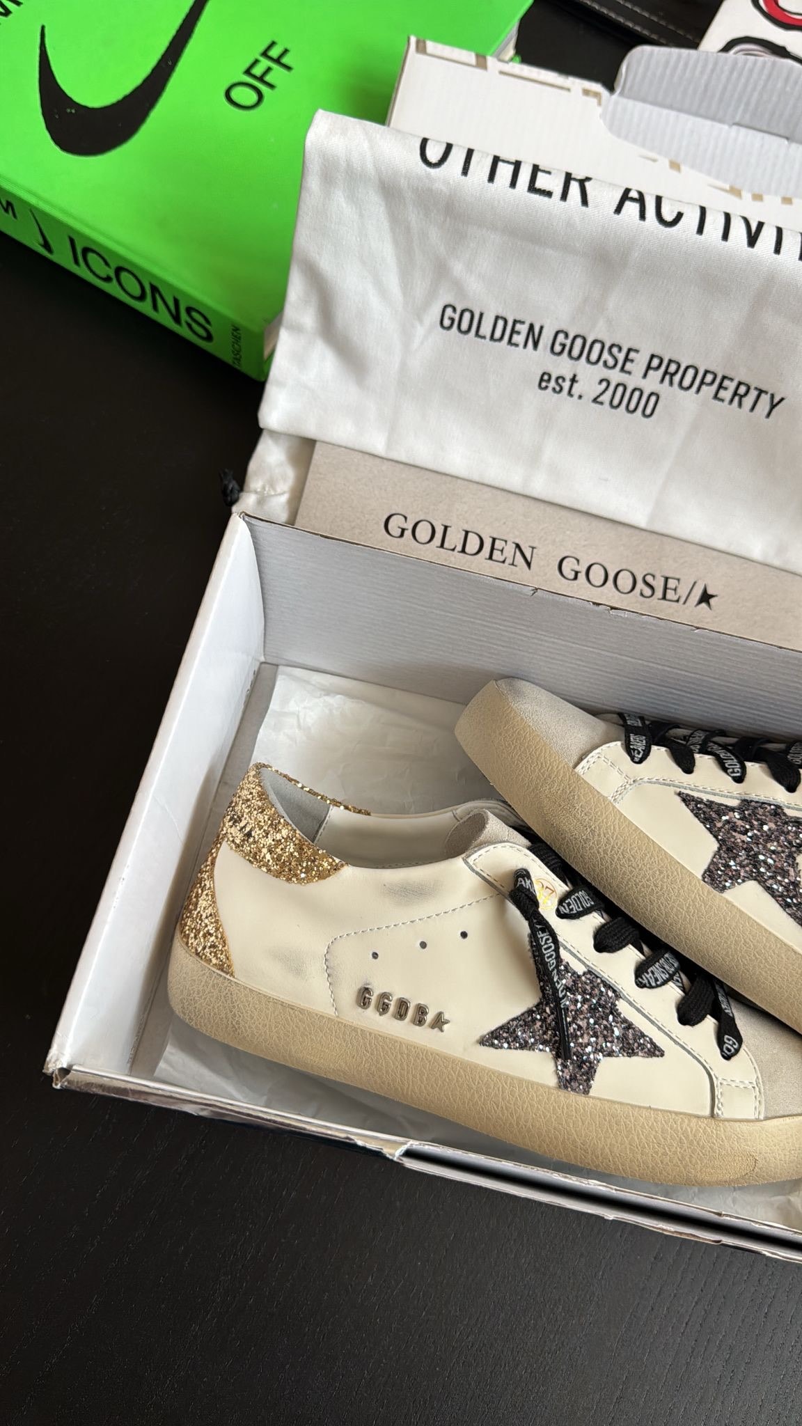 Golden Goose ‘Optic White Seedpearl Glitter’  