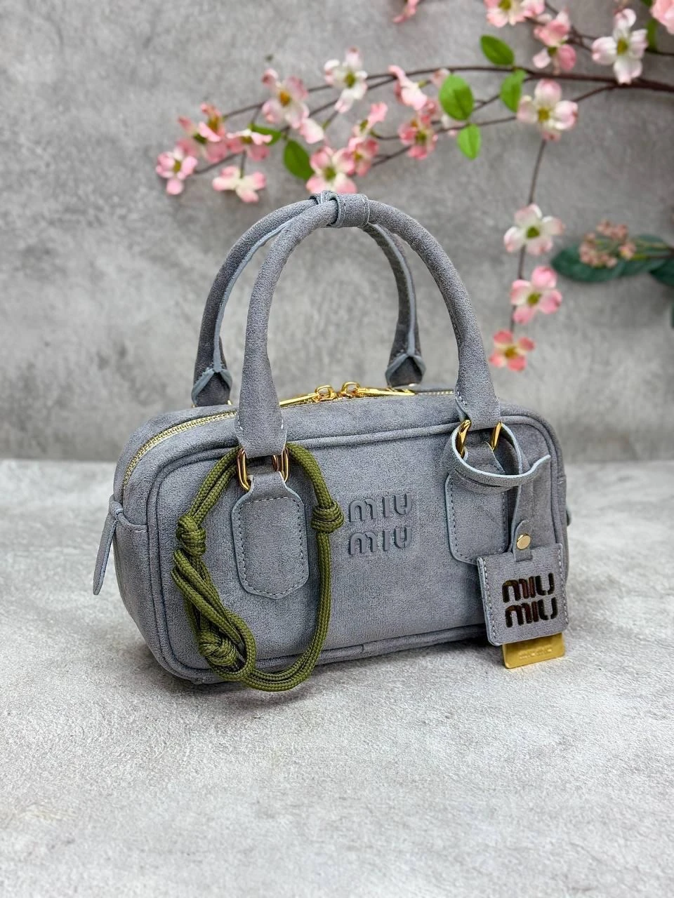 Miu Miu Arcadie Regular-Bag Suet Grey22 x 11 cm