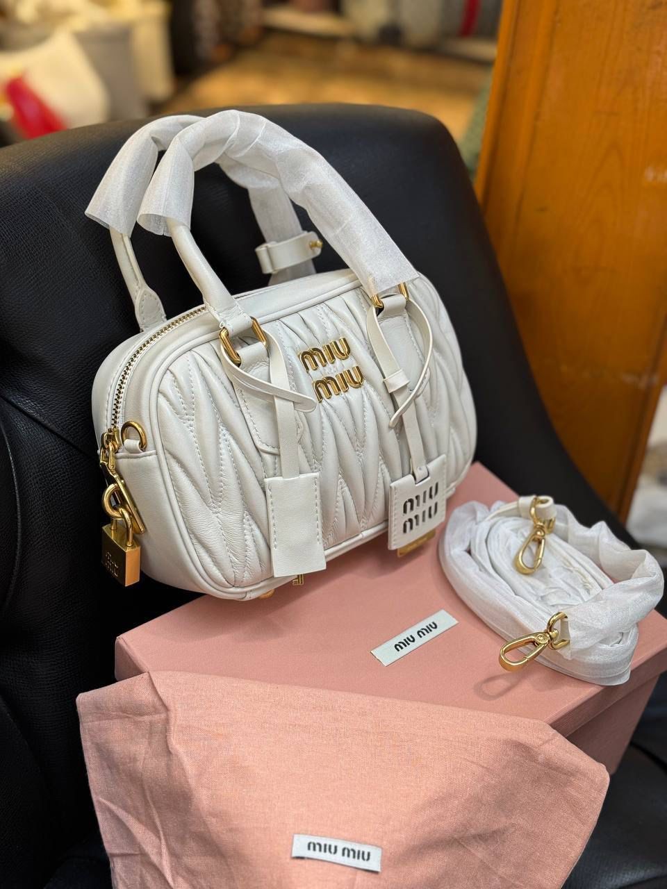 Miu Miu Arcadie Matelasse Nappa ( Premium ) - Beyaz