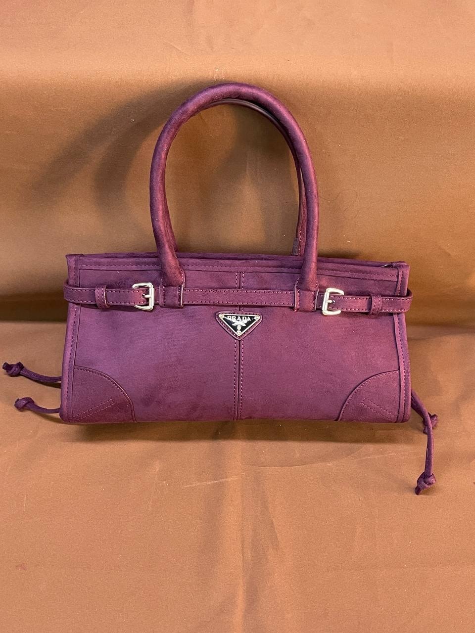 Prada Medium Handbag Suet Bordo 31x19cm