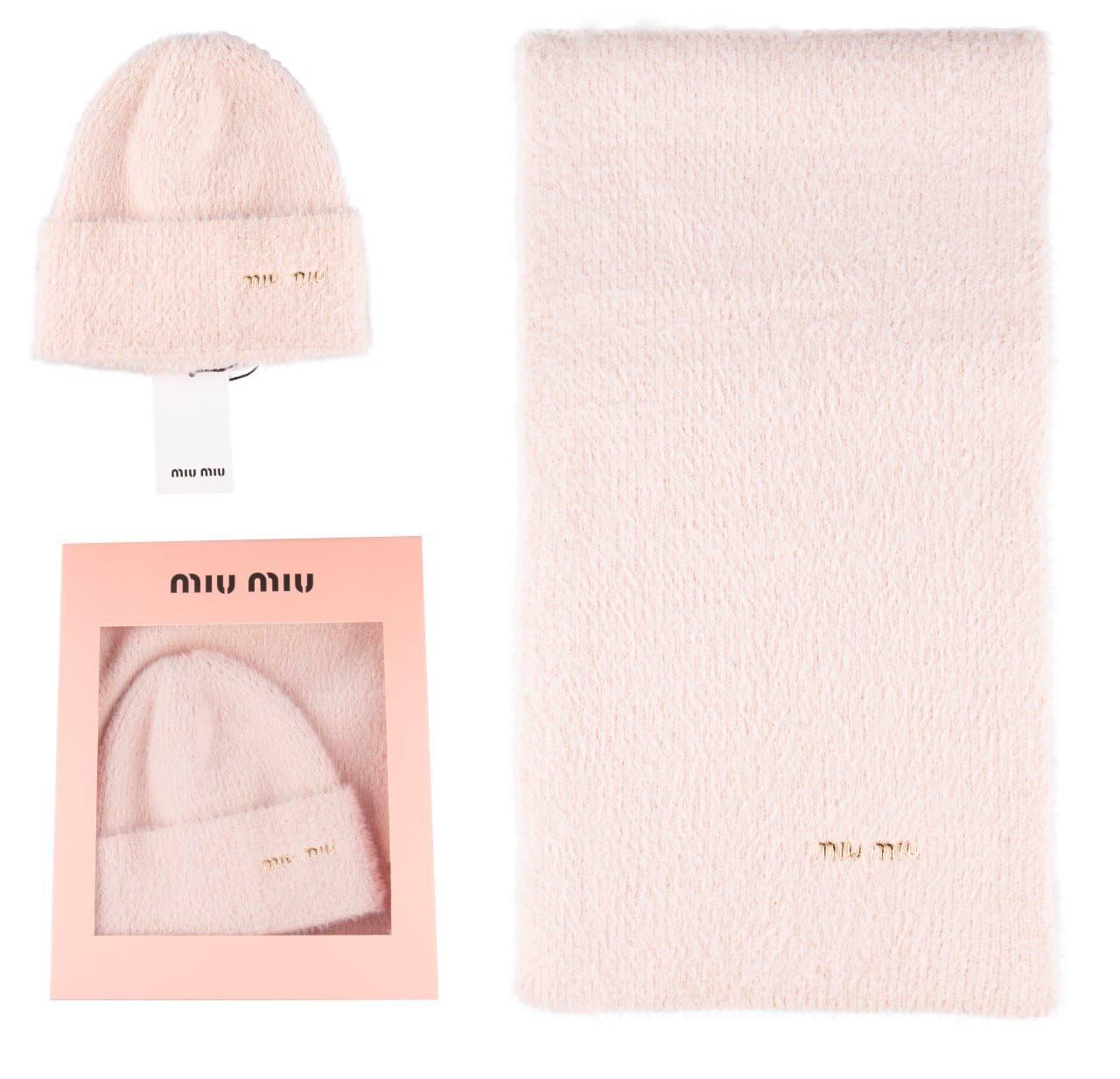 Miu Miu Bere Ve Atkı Takımı - Pudra