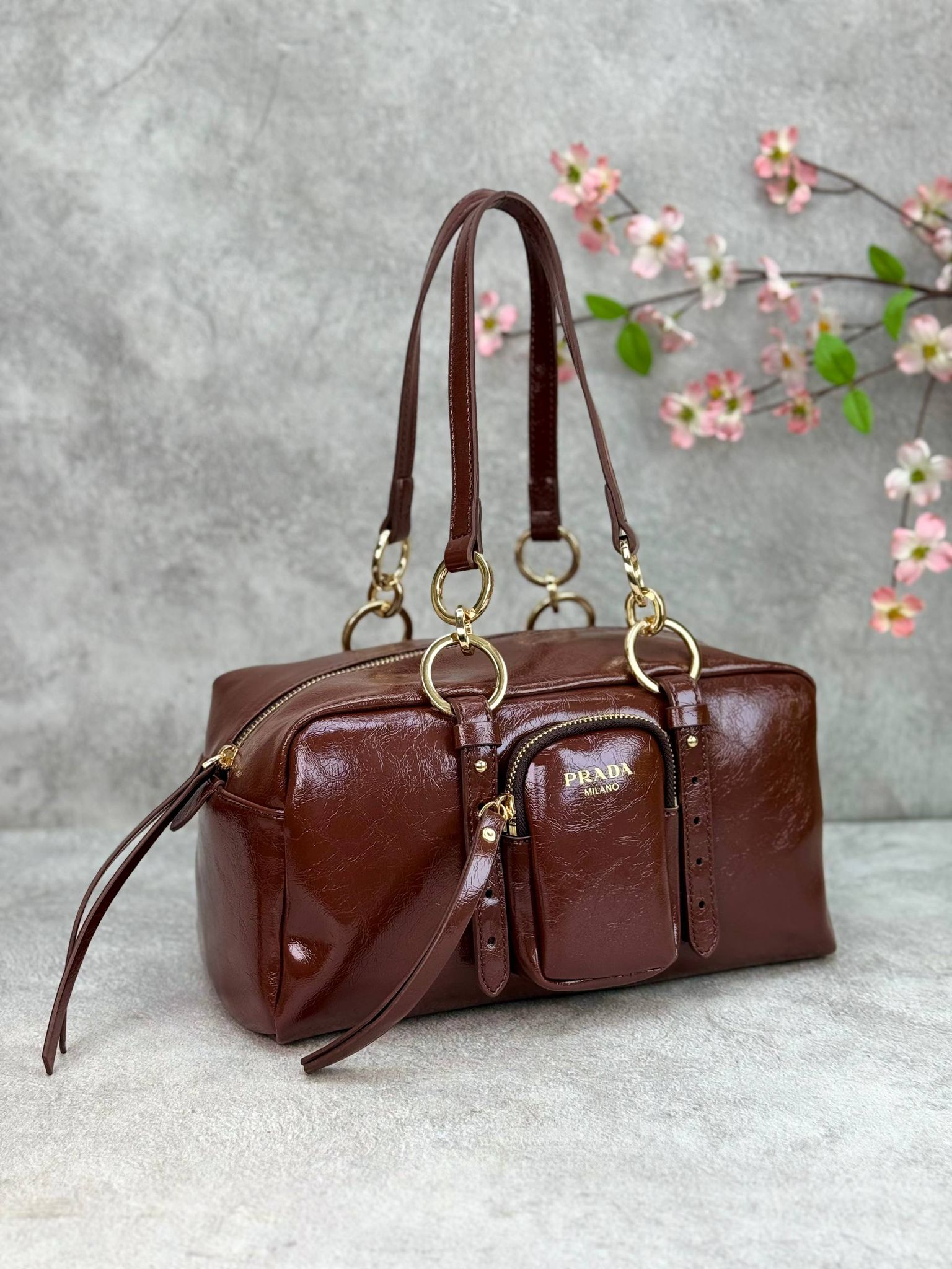 Prada Dangle Medium Shoulder Bag 30x15cm - Kahverengi