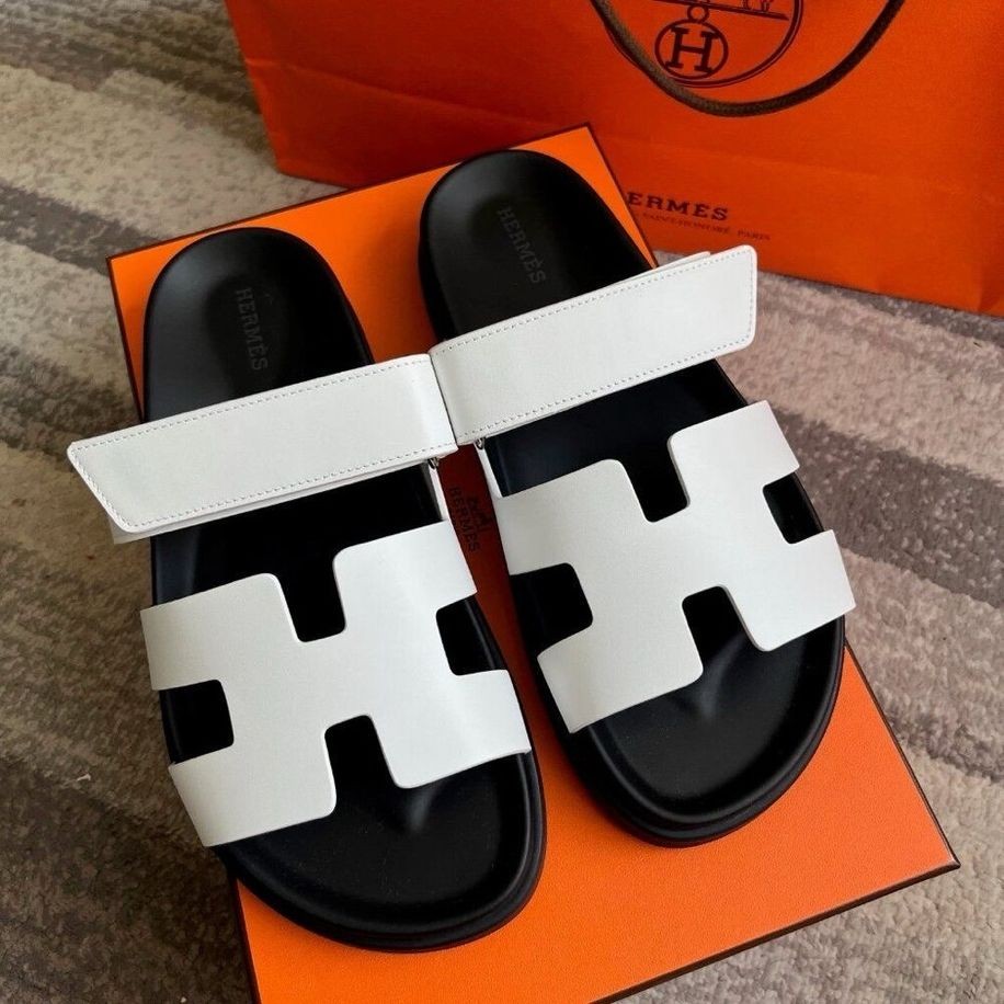 Hermes Slippers Chypre Sandals - Beyaz