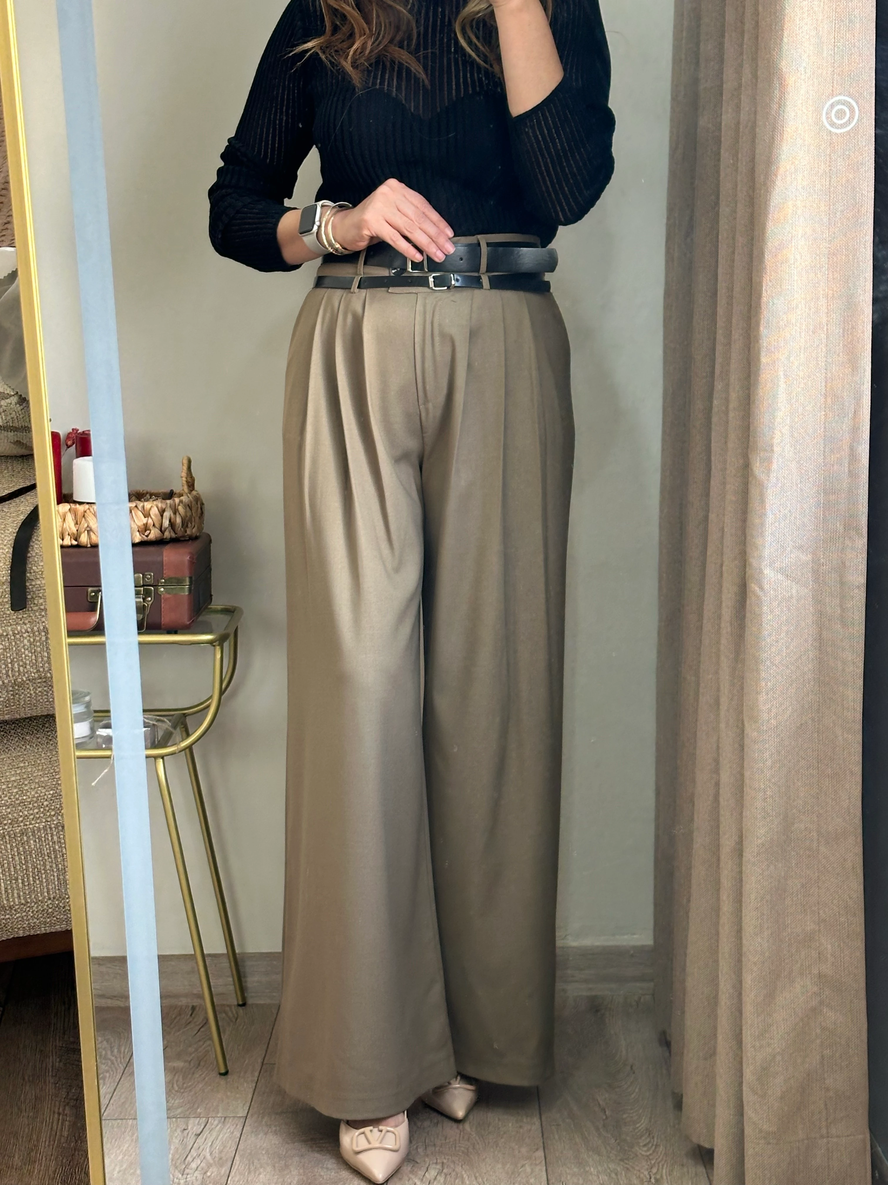 Kemer Detaylı Palazzo Pantolon 