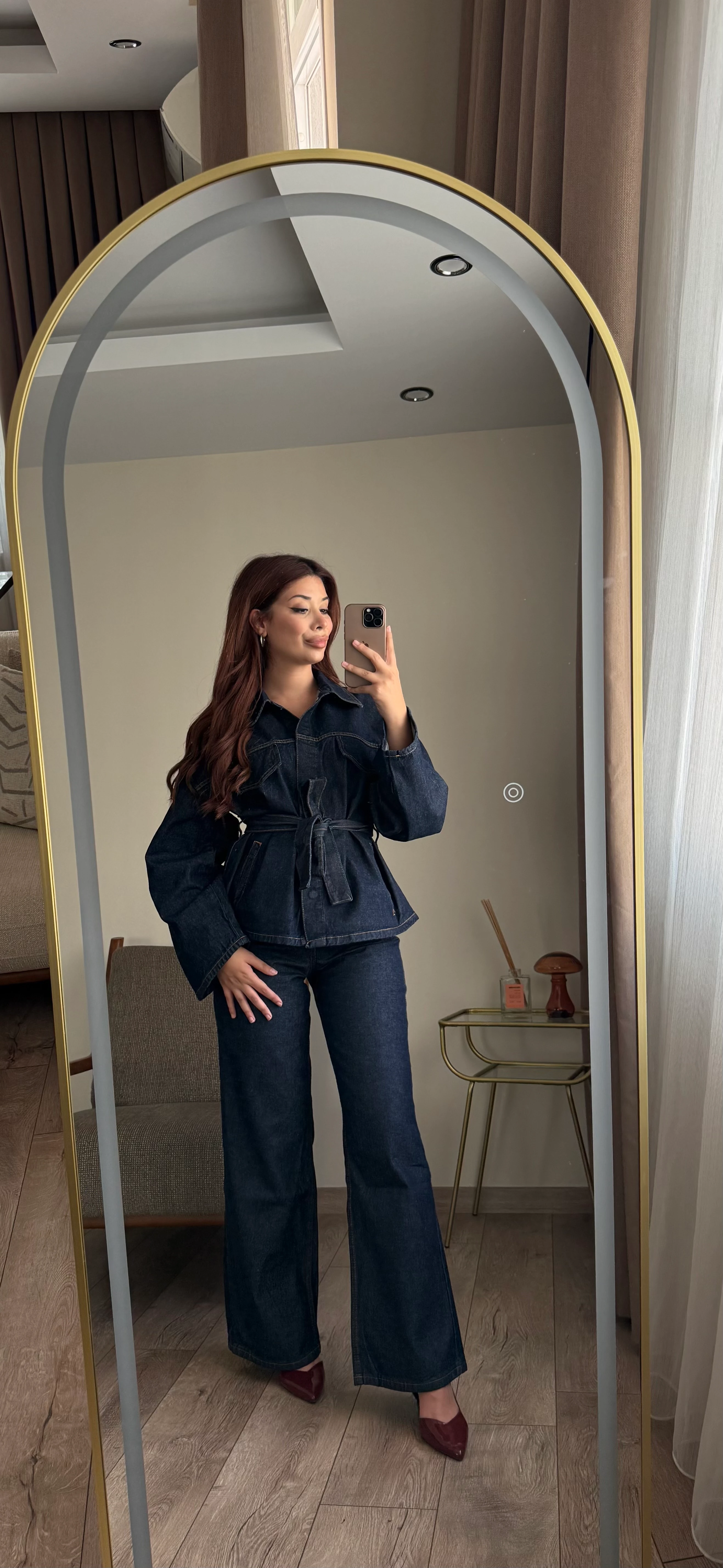 Bağlama Detaylı Denim Takım