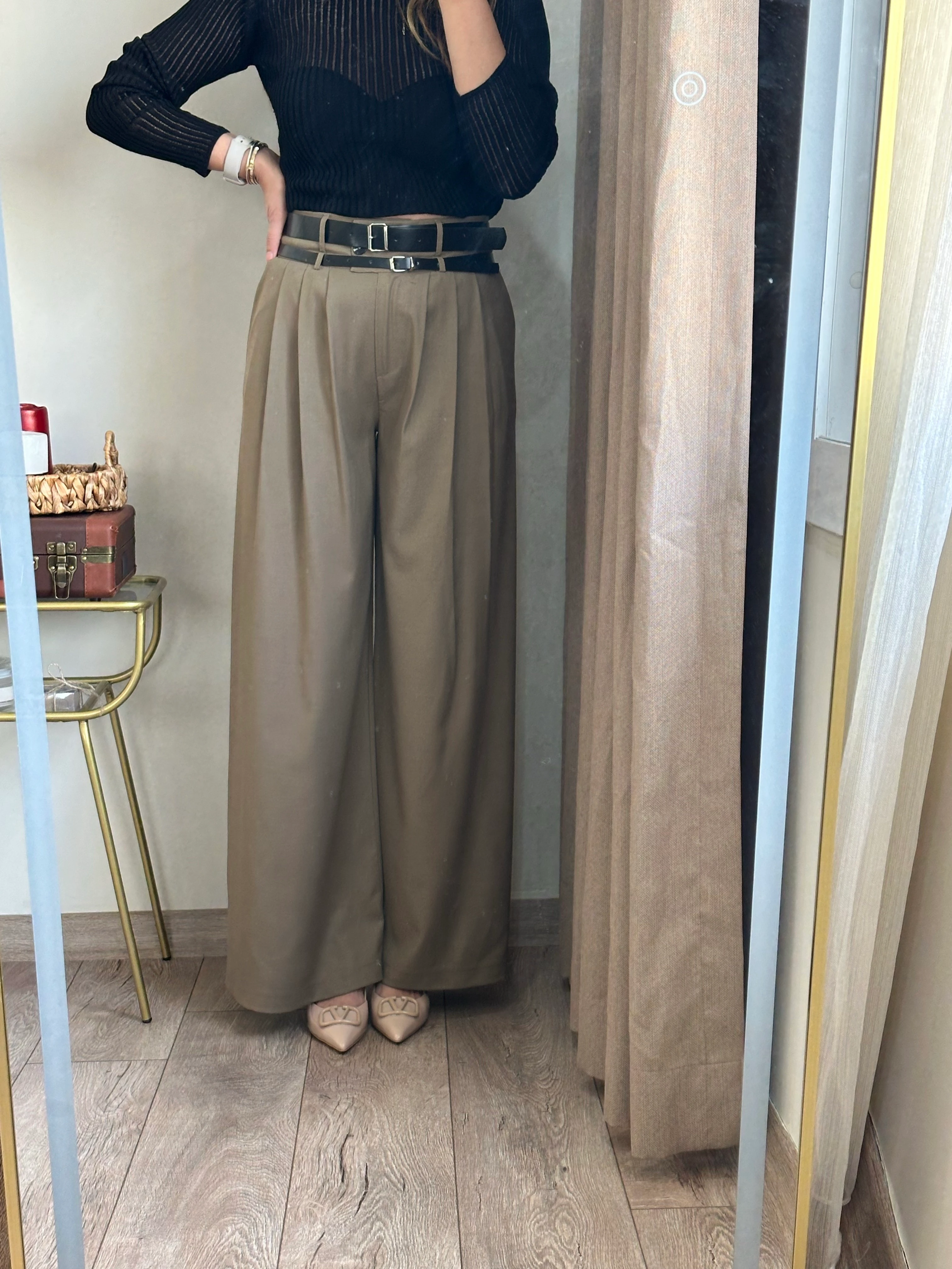 Kemer Detaylı Palazzo Pantolon 