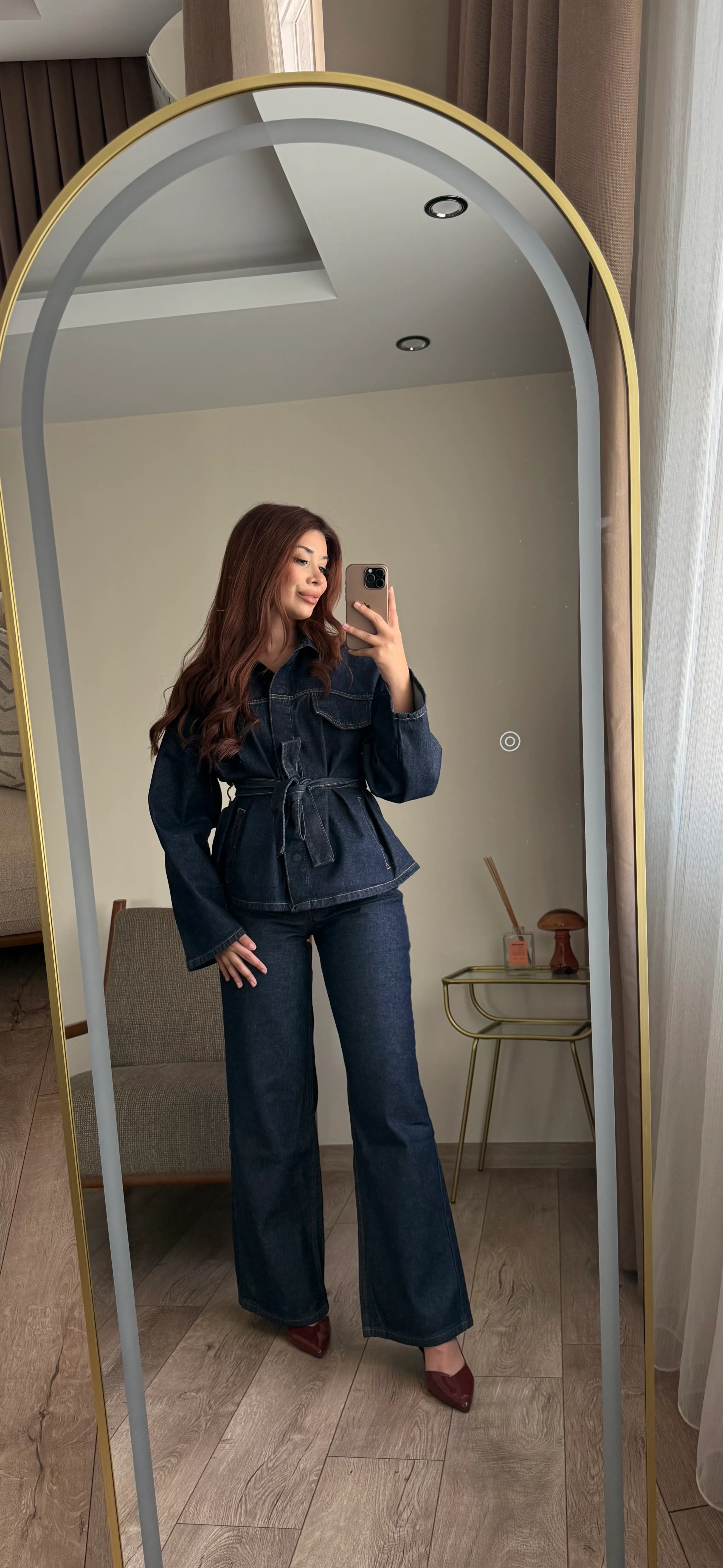 Bağlama Detaylı Denim Takım