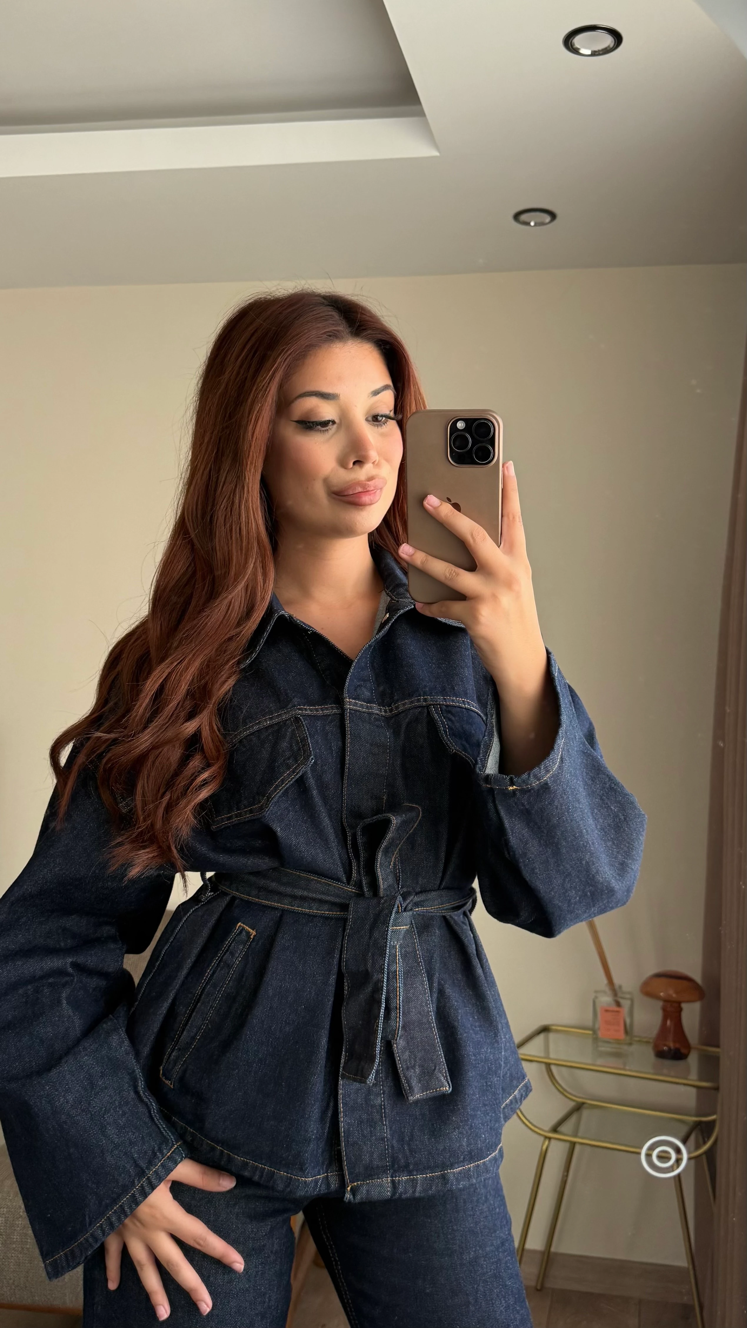 Bağlama Detaylı Denim Takım