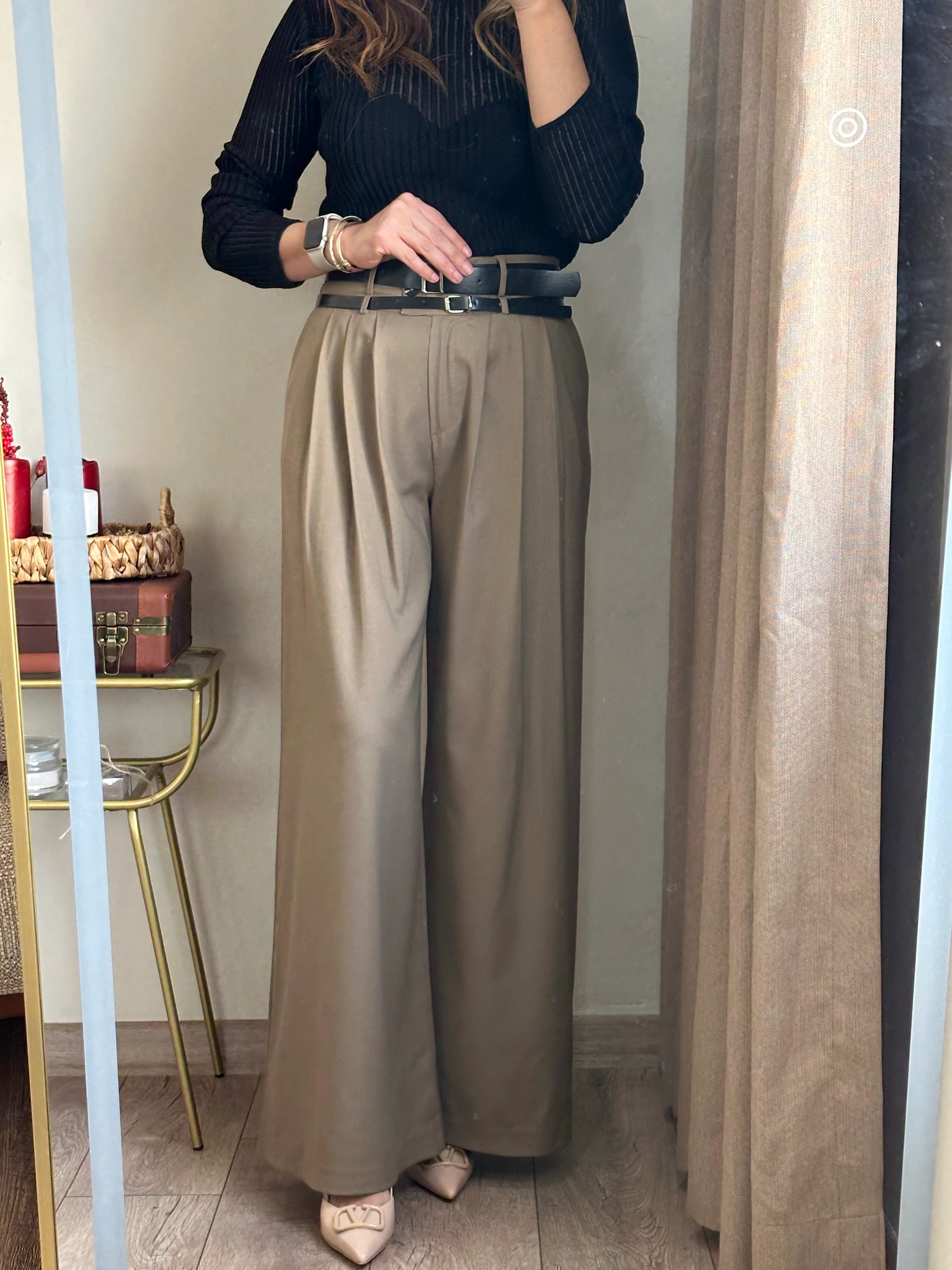 Kemer Detaylı Palazzo Pantolon 