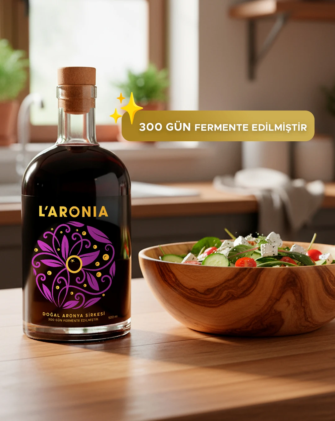 Doğal - %100 Aronya Sirkesi - 500ml İkili Paket