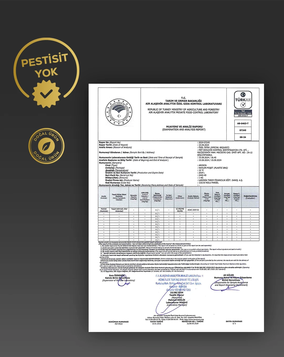 Doğal - %100 Aronya Özü ve Sirkesi