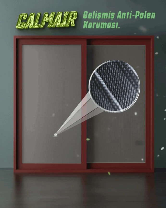 AntiPolen Çift Raylı Sürme Sineklik Sistemi – Cam Balkon Kullanımı için - Maun Sineklik