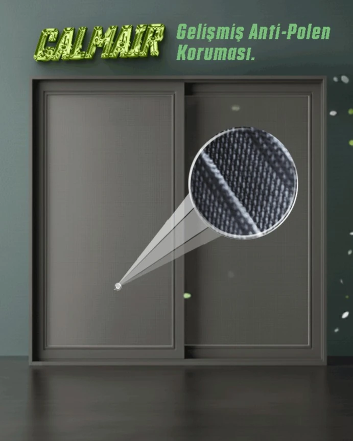 AntiPolen Çift Raylı Sürme Sineklik Sistemi – Cam Balkon Kullanımı için - Antrasit Sineklik