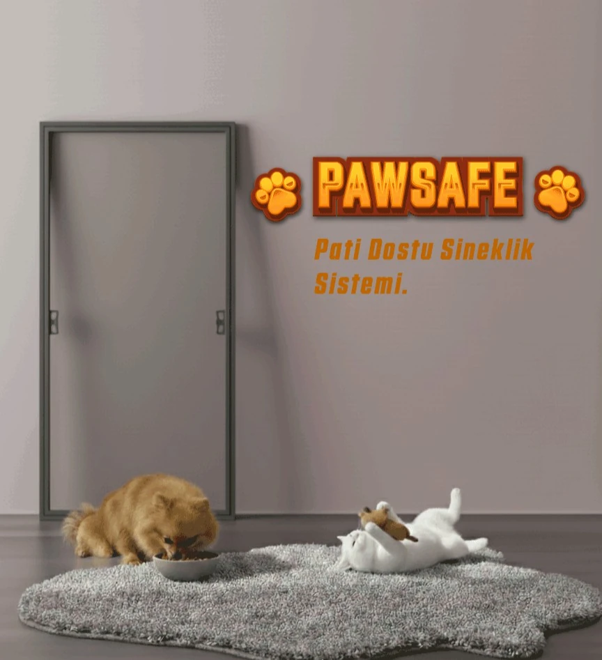 PawSafe Sabit Tak-Çıkar Pencere Sineklik - Antrasit Sineklik