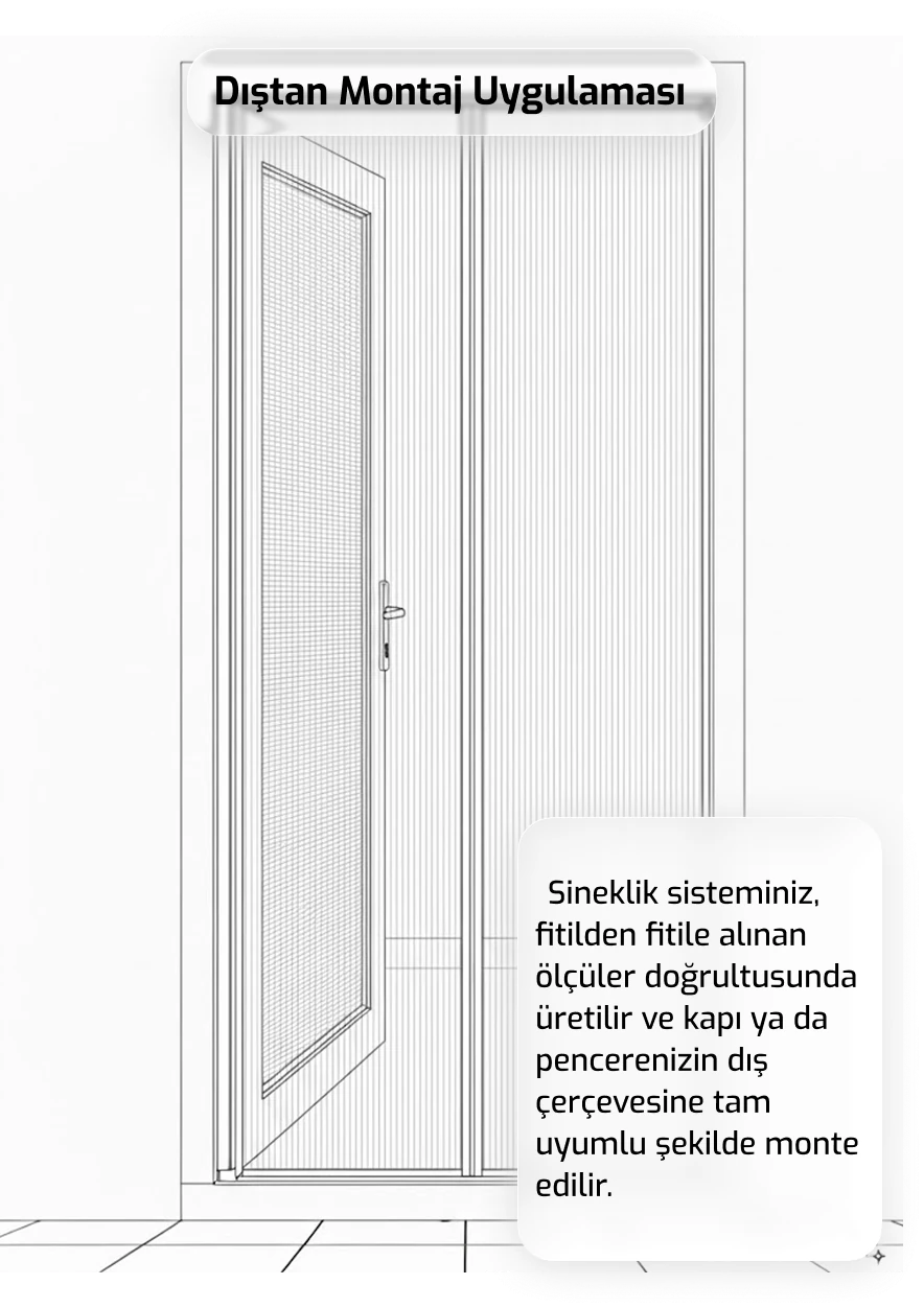 Sürgülü Katlı Sineklik Kapı - Ölçüye göre üretim