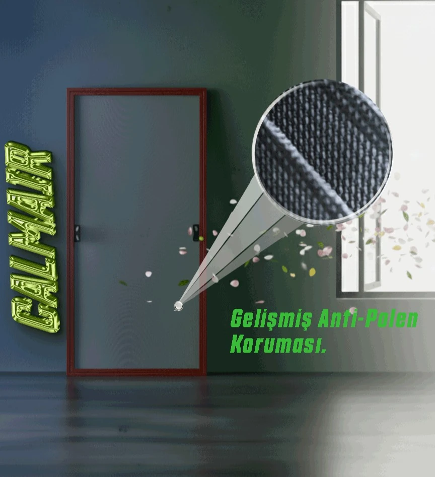 CalmAir Sabit Tak-Çıkar Anti-Polen Pencere Sineklik - Maun Sineklik