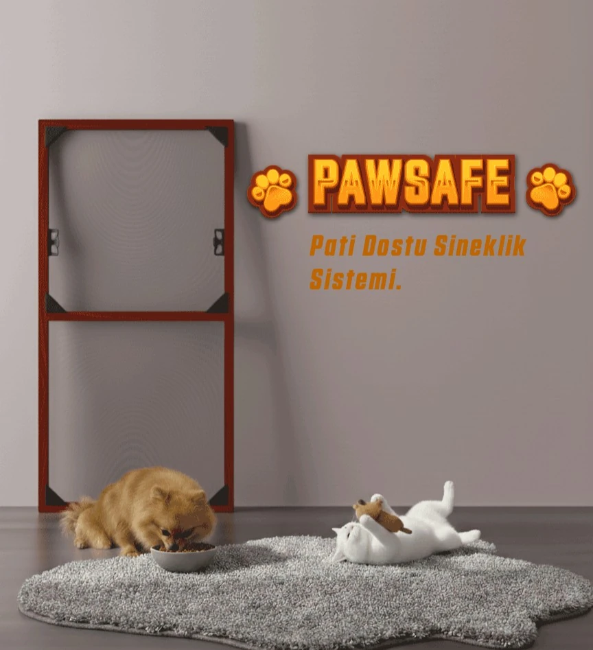 PawSafe Sabit Tak-Çıkar Kapı Sineklik - Maun Sineklik