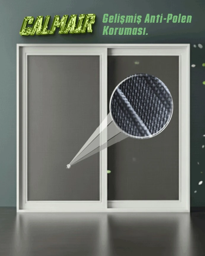 AntiPolen Çift Raylı Sürme Sineklik Sistemi – Cam Balkon Kullanımı için - Beyaz Sineklik