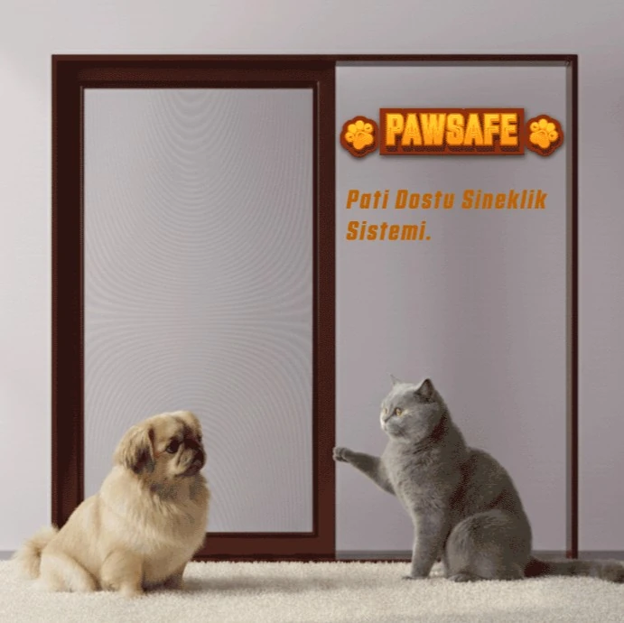 Kedi Dostu Tek Raylı Sürme Sineklik Sistemi – Kapı Kullanımı için - Maun Sineklik