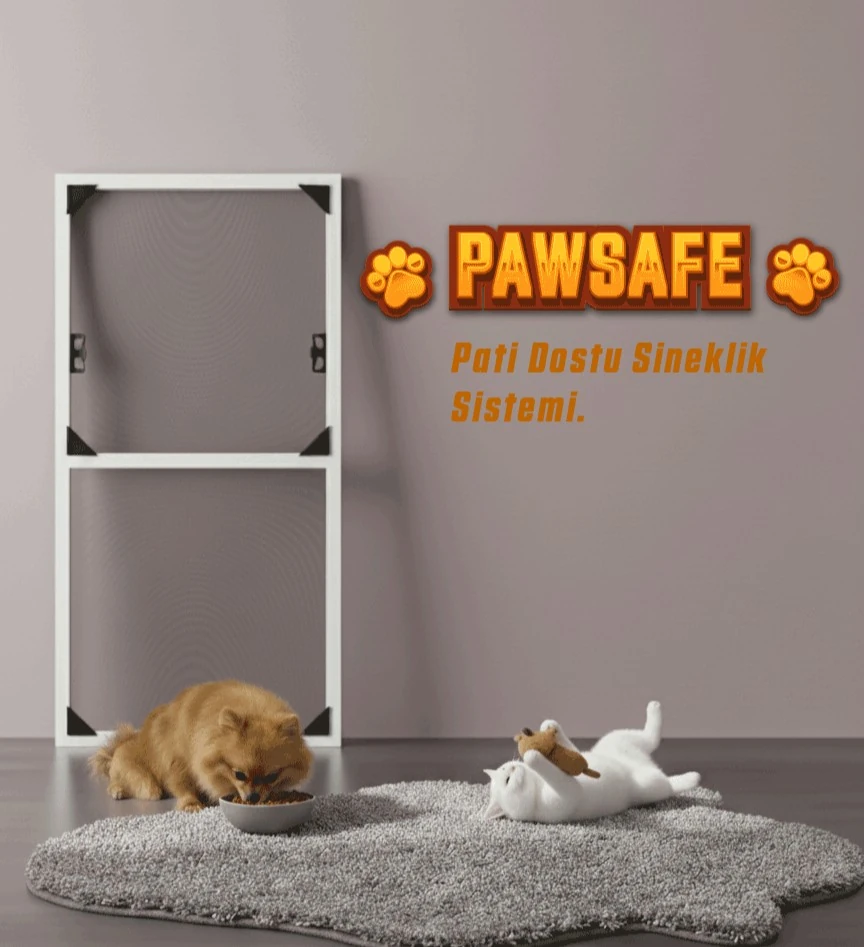 PawSafe Sabit Tak-Çıkar Kapı Sineklik - Beyaz Sineklik