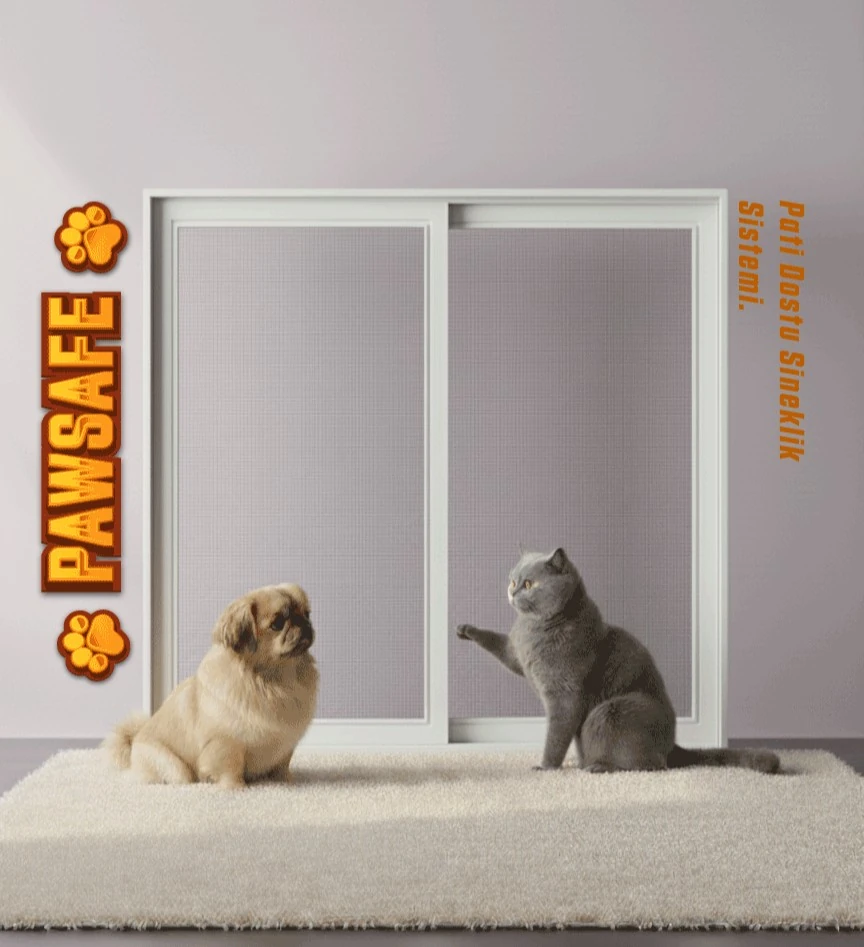 Çift Raylı Sürme Sineklik Sistemi – CAM BALKON İçin | Kedi Dostu Ultra Dayanıklı Tül - Beyaz Sineklik