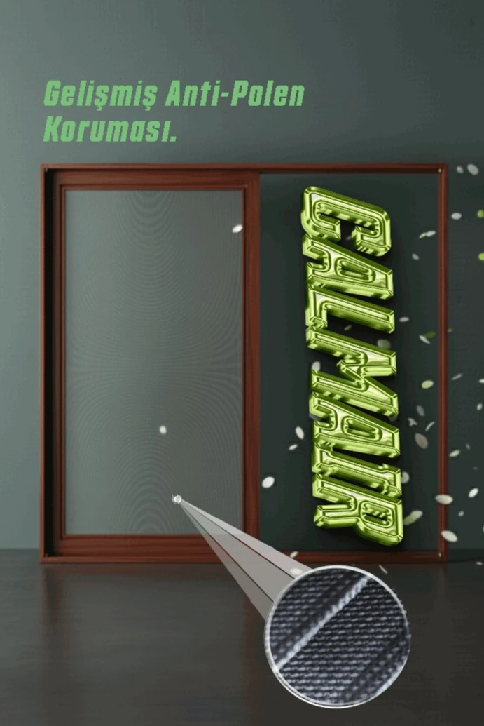 AntiPolen Tek Raylı Sürme Sineklik Sistemi – Cam Balkon Kullanımı için - Maun Sineklik