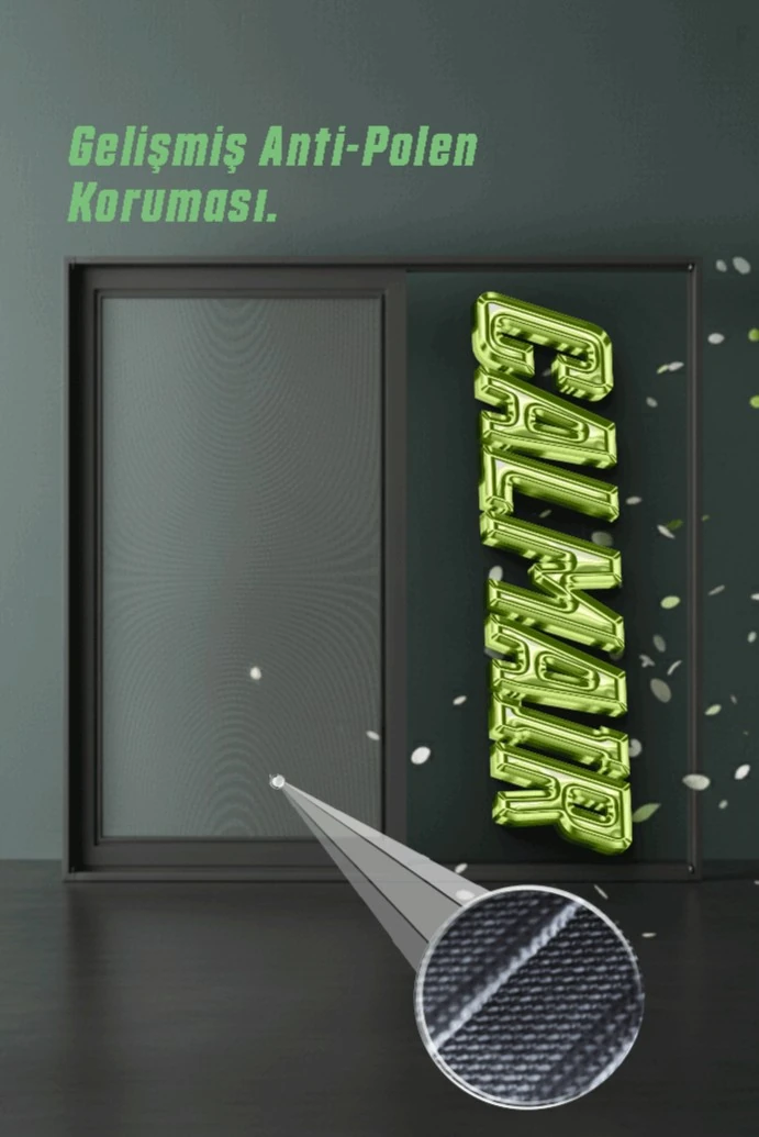 AntiPolen Tek Raylı Sürme Sineklik Sistemi – Cam Balkon Kullanımı için - Antrasit Sineklik