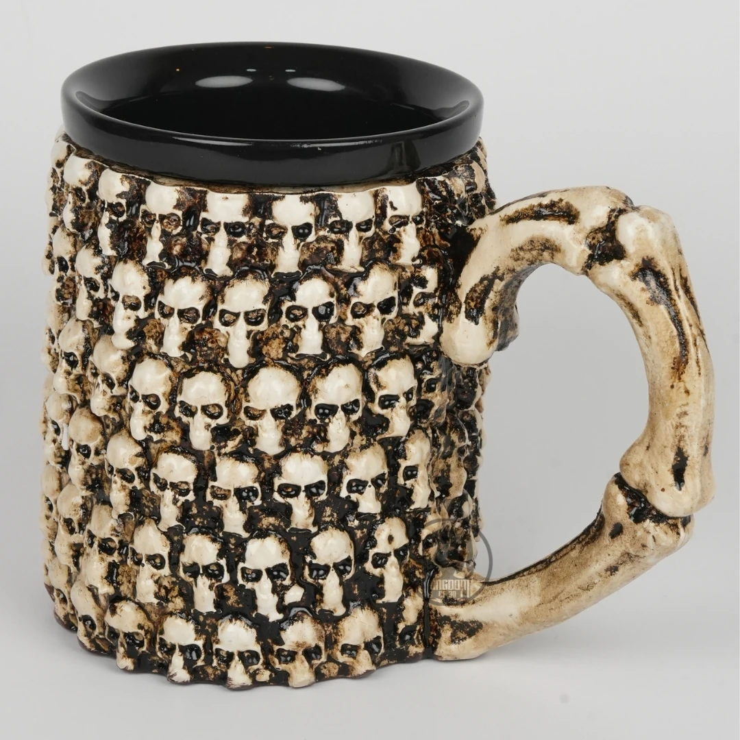 Kafatası Temalı Seramik İskelet Kupa
