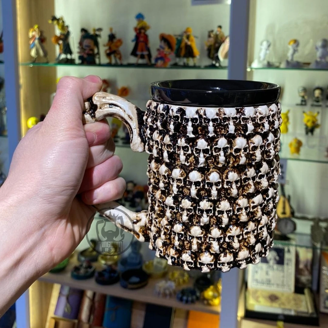 Kafatası Temalı Seramik İskelet Kupa