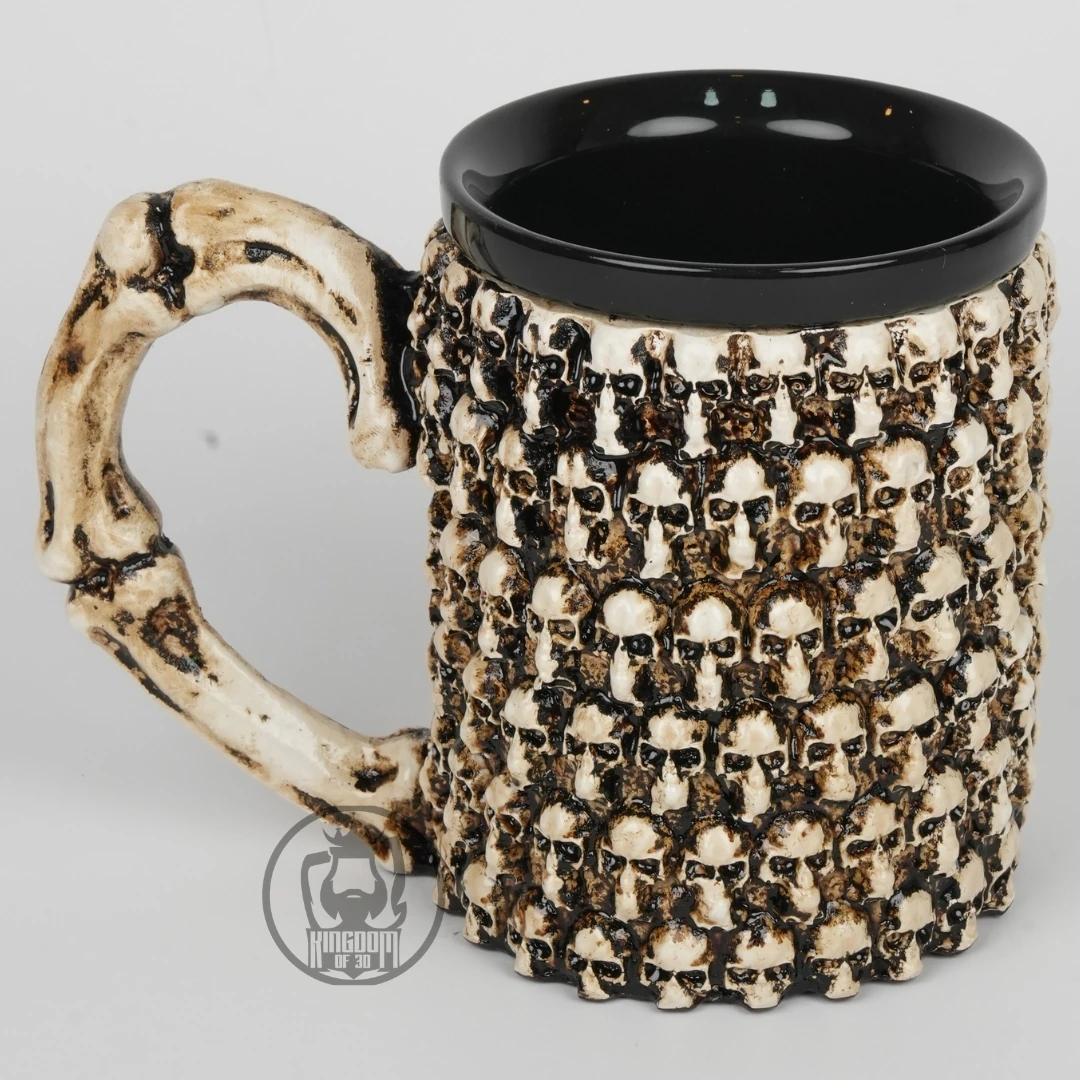 Kafatası Temalı Seramik İskelet Kupa