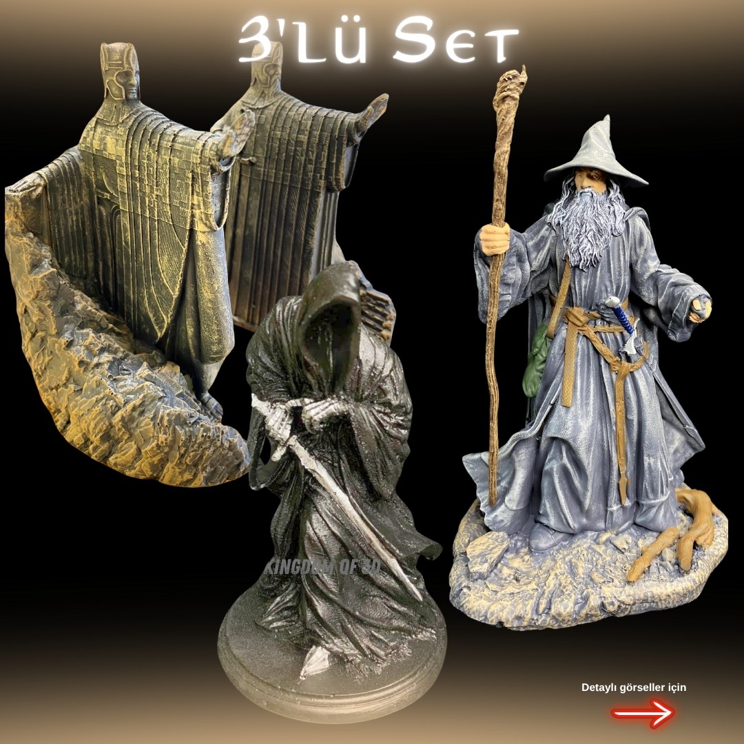 Yüzüklerin Efendisi Koleksiyon Seti, 3'lü Set(Argonath Heykelleri, Nazgul, Gandalf)