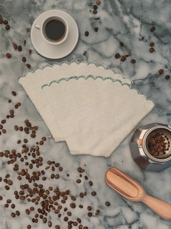 Kumaş Kahve Filtresi No.4 | Dilim Nakışlı | Yıkanabilir-300 Kullanım - 1 adet