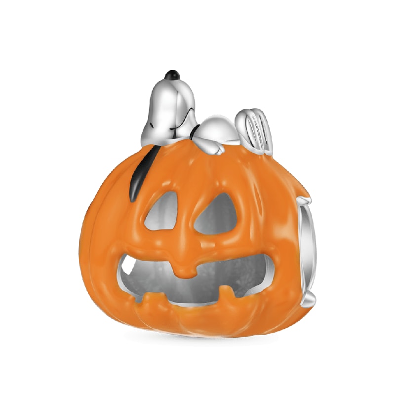 Peanuts Cadılar Bayramı Snoopy Balkabağı Charm, 925 Ayar Gümüş