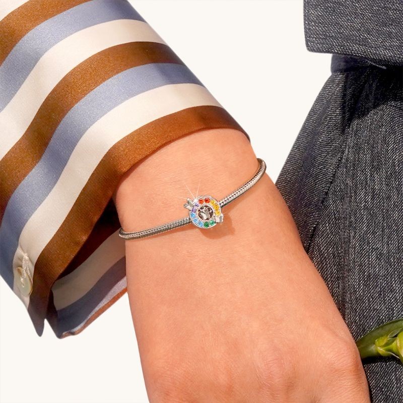 Gökkuşağı Kelebek Charm, 925 Ayar Gümüş
