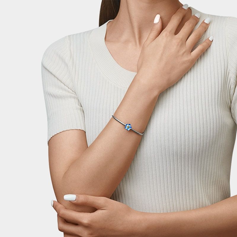 "Unutmabeni" Mavi Charm, 925 Ayar Gümüş