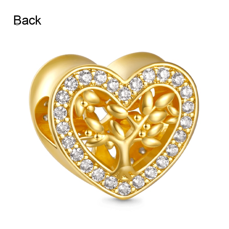 (18cm 18K Altın Kaplama Klasik Bileklik) ve (Aile Ağacı Kalp Charm) ve (Parıldayan Ayçiçeği Charm), 925 Ayar Gümüş