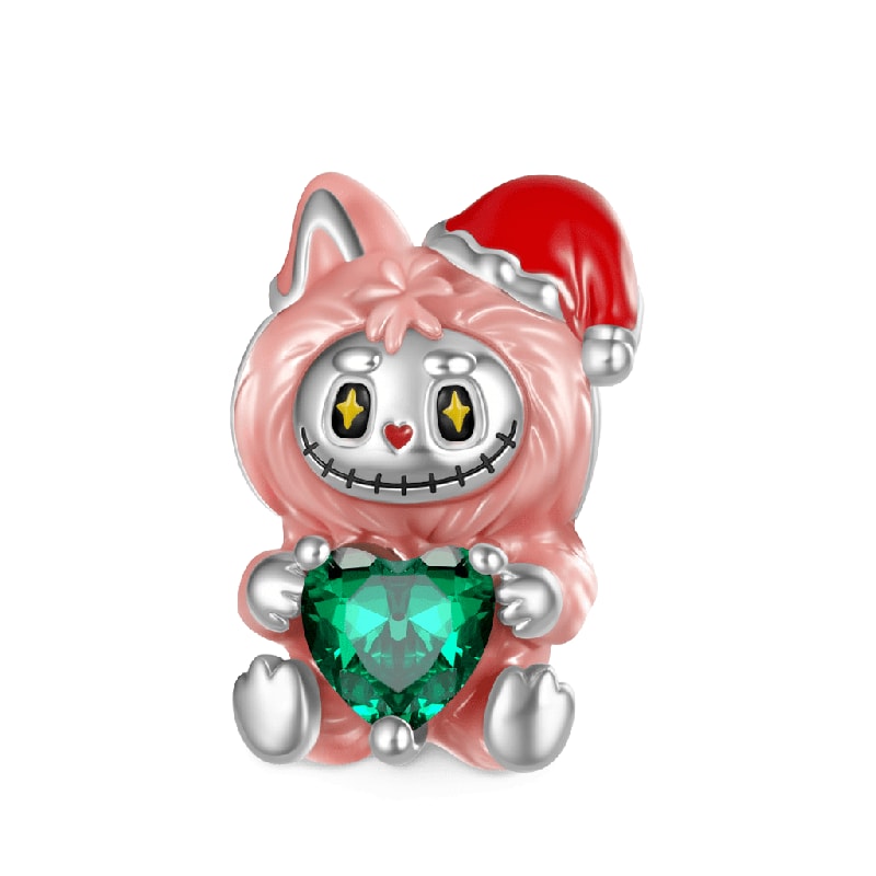 Sevimli Küçük Canavar Serisi - Pembe Melek Charm, 925 Ayar Gümüş